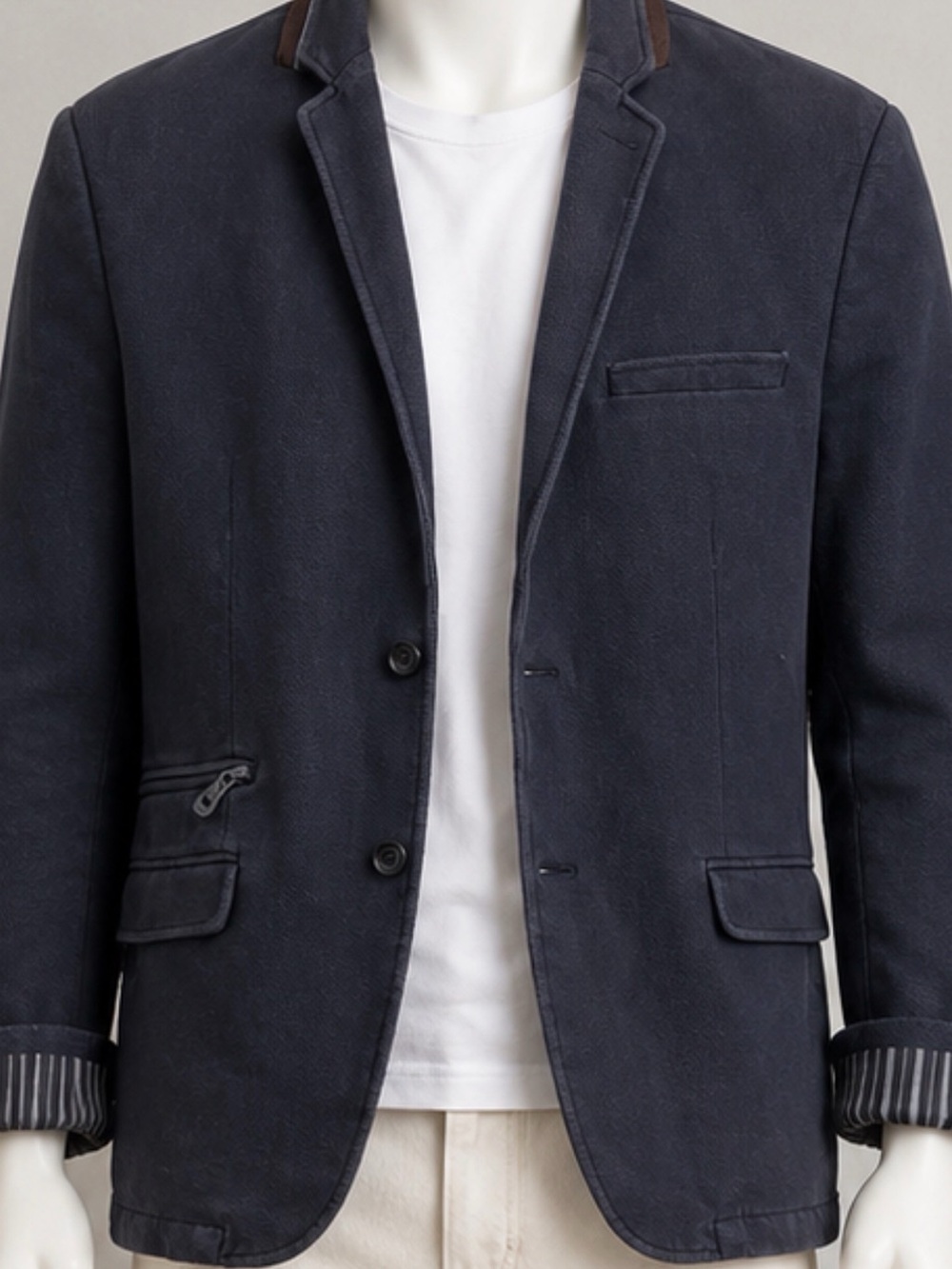 DKNY Jeans Men’s Navy Knit Blazer Stretch Unstructured Sport Coat Casual Jacket